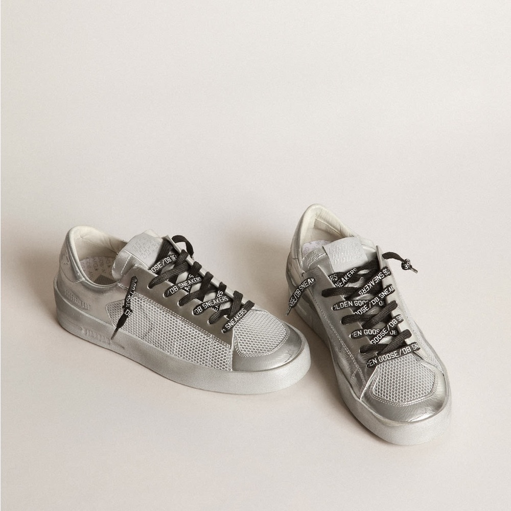 Golden Goose Limited Ed. Silver Stardan Sneakers - laminated leather